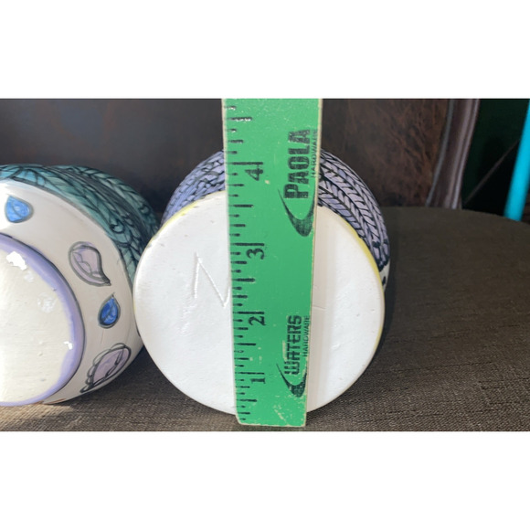 Vintage Handpainted Vase Bundle Of Two Mexican Folk Art Design Gift Collectible - Picture 6 of 7